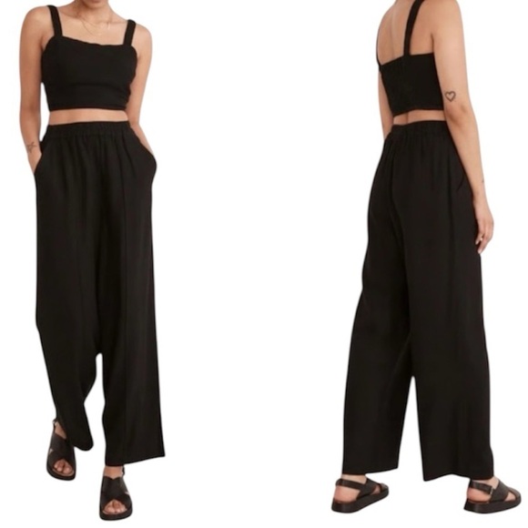 Madewell Pants - Madewell | Women’s Breezewoven Black Linen Pull On Pants Size Large NWT